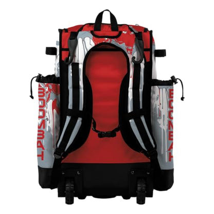 Boombah Superpack Hybrid Rolling Bat Bag - Wheeled & Backpack Version - Graffiti Drip - Multiple Color Options - color: Red/Gray/White