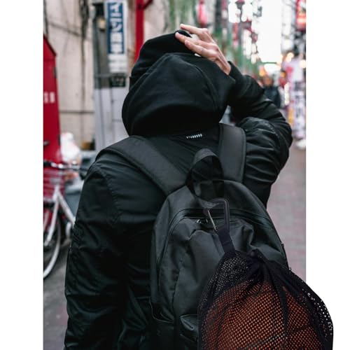 Single Mesh Ball Bag with Extra-Large Opening and Zipper Pocket - Basketball Bag with Quick-Release Buckle - Fits Most Backpacks - for Basketball, Soccer, Volleyball