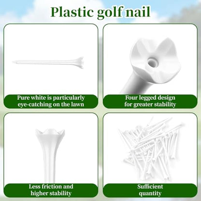 30 PCS Plastic Golf Tees - 3 1/4'' Long Golf Tees - Enhanced Durability & Stability, Designed to Reduce Friction and Side Spin- 4 Prongs Plastic Tees, Reusable