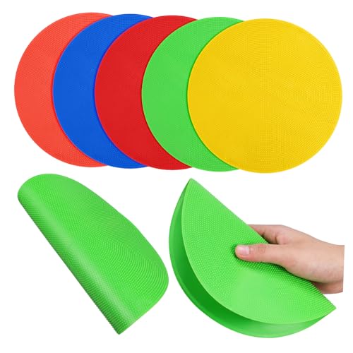 Totority 5pcs Soccer Training Spot Markers Flat Pads Non-Slip Agility Floor Dots for Indoor Outdoor Sports Speed Drills Classroom Carpet Markers in Bright Colors