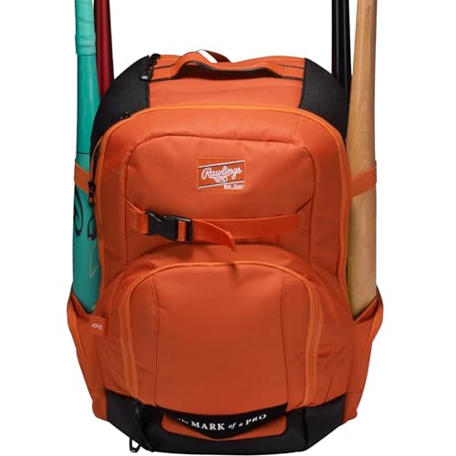 Rawlings | The Journey Player's Backpack Equipment Bag | Baseball/Softball | Multiple Colors - color: Athletic Orange