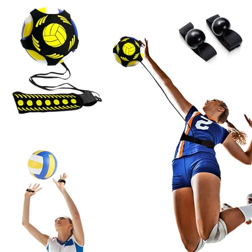 Volleyball Training Equipment with High Elasticity, Adjustable Volleyball Trainer for Serving, Setting, Spiking and Return with Every Swing - color: YELLOW02