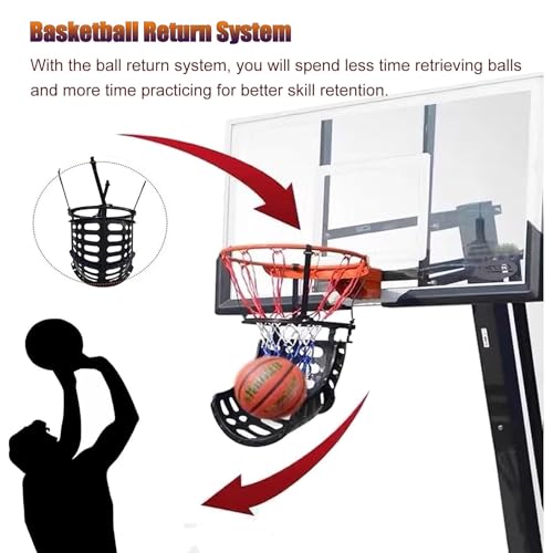 Basketball Shooting Machine 360 Degree Rotatable Basketball Ball Returner, Portable Basketball Shot Returner, Basketball Return Attachment for Hoop Automatic