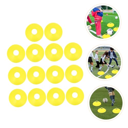 GALPADA 14pcs Yellow Soccer Training Disc Cones Multi-Function Agility Markers Football Coaching Supply for Outdoor Practice