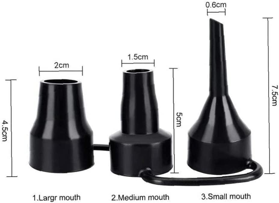 Black Air Pump Replacement Nozzles, Plastic Pump Nozzles, 3 Sizes Inflatable Pump Nozzles Head, Air Pump Inflator Adaptor Accessory for Partial Air Bed, Air Mattress Accessories