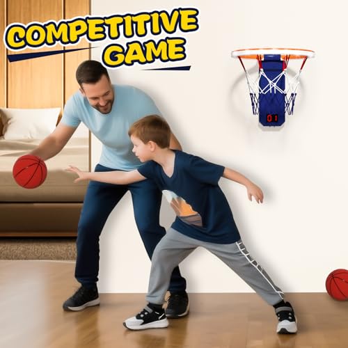 Kids Basketball Hoop Indoor with Lights & Sounds, Electronic Scoring, Easy Storage,Toys for Boys Girls, Birthday Gift Ages 3+