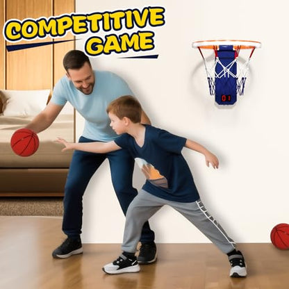 Kids Basketball Hoop Indoor with Lights & Sounds, Electronic Scoring, Easy Storage,Toys for Boys Girls, Birthday Gift Ages 3+