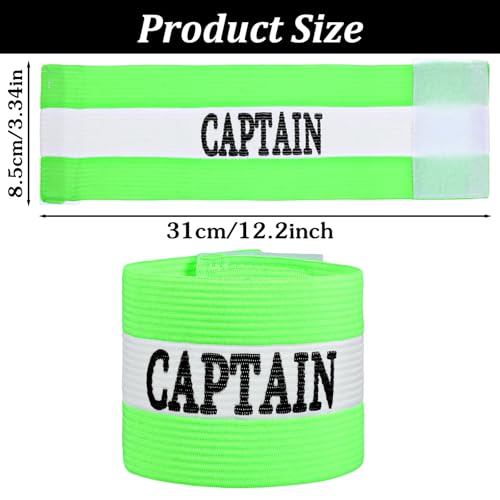 3pcs Captains Bands , Breathable Captain Armband, Elastic Captains Bands Soccer for Basketball Volleyball School Team Competition Coach Players Wrist Arm Band, Green