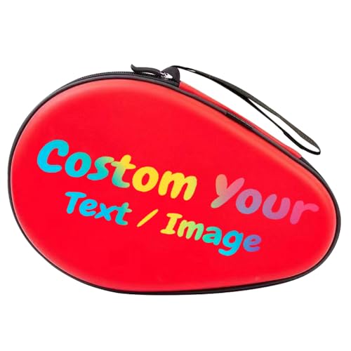 Personalized Table Tennis Racket Case, Custom Hard Shell Ping Pong Storage Bag Ping Pong Paddles Case with Zipper Can Hold 2 Short-Handled Rackets or 1 Long-Handled Racket
