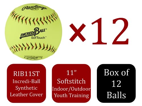 Rawlings | Incredi-Ball Softstitch Softballs | 11" & 12" Options | Cloth & Synthetic Leather Cover Options | 12 Count - style: 11"