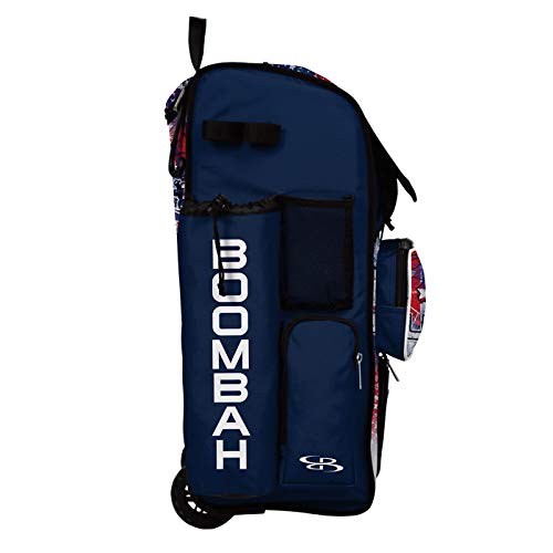 Boombah Rolling Superpack 2.0 Baseball/Softball Gear Bag - 23-1/2" x 13-1/2" x 9-1/2" - USA Liberty Navy/White/Red - Telescopic Handle - Holds 4 Bats - Wheeled Version
