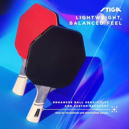 STIGA Cybershape Lite Ping Pong Paddle – Beginner Table Tennis Racket with Lightweight 5-Ply Blade, Hexagon Shape, and Spin-Friendly Rubber for Recreational Play