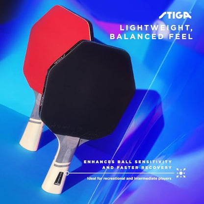 STIGA Cybershape Lite Ping Pong Paddle – Beginner Table Tennis Racket with Lightweight 5-Ply Blade, Hexagon Shape, and Spin-Friendly Rubber for Recreational Play