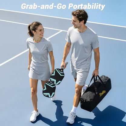 Pro Aluminum Pickleball Net with Carbon Fiber Paddle, Dual-Side Tension Lock System, Locking Wheels, 22FT Tournament Regulation Size for Outdoor Court, Driveway & Gym, Easy Setup, Carry Bag