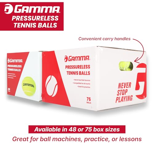 Gamma Sports Pressureless Tennis Balls Box - Ideal for Practice, Teaching, and Training with High-Visbility Felt - Indoor and Outdoor Court Play - Box of 75