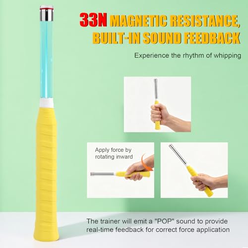 Badminton Power Trainer, Sound Feedback Badminton Swing Trainer with 33N Magnetic Resistance & Non-Slip PP Handle for Correct Technique, Training Equipment for Beginners Pros