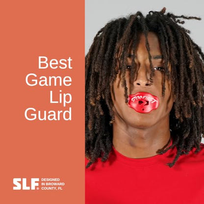 Youth Football Mouth Guard – Lip Guard Mouthpiece with Strap – Comfortable Fit – Sleefs - color: God First Red