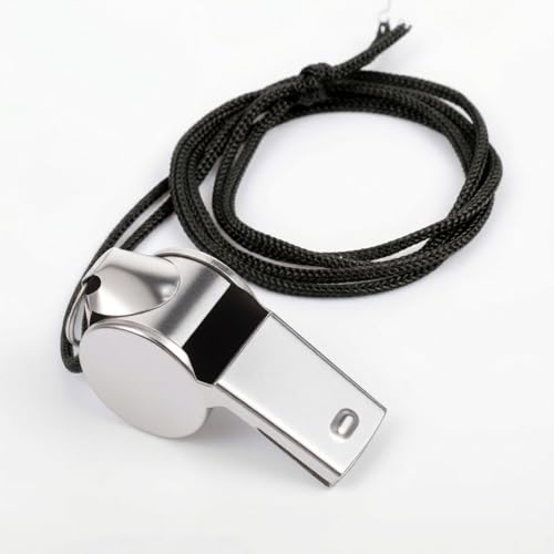 48PCS Stainless Steel Sports Whistles with Black Lanyard – Loud Crisp Sound Whistles Bulk for Coaches, Referees, Officials, and Emergency Use