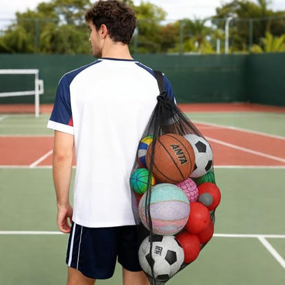 Extra Large Sports Ball Bag 30 x 40 Inches Mesh Soccer Basketball Bags Large Mesh Pouch with Adjustable Shoulder Strap for Football Volleyball Gym Sports Equipment (4 Pcs)