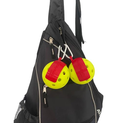 Pickleball Holder | Easily Attach Pickleballs | Ultimate Gift | 2-Pack - color: Red