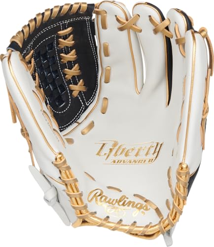 Rawlings | Liberty Advanced Color Series Fastpitch Softball Glove - color: White / Navy / Gold | X-Laced Basket Web, size: 12.5" | Utility