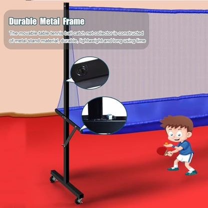 Park/Community/School Ping Pong Collecting Net, Movable Table Tennis Ball Return Training Tool/Trainer for Beginners Intermediate Advanced Competitions Practice, Easy Set Up