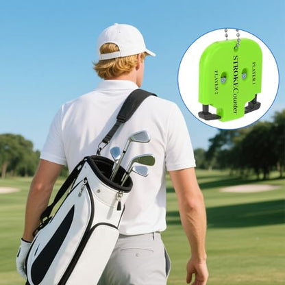 2pcs Golf Stroke Counters, Portable Score Keeper with Hanging Rope Mini Square Design 2 Player Stroke Counter Clicker for Golf Training Competitions & Games (Green)