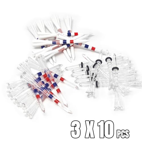 DURARANGE Premium Golf Tees - 5-Prong & 4-Prong Anti-Slip, Enhanced Stability, Unbreakable Golf T 3-1/4" for 360cc Drivers, Ideal Gift for Golfer - color: Mixed Golf Tees- 10 for each- 30pk