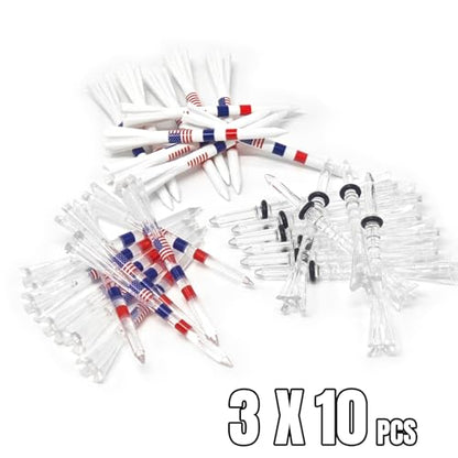 DURARANGE Premium Golf Tees - 5-Prong & 4-Prong Anti-Slip, Enhanced Stability, Unbreakable Golf T 3-1/4" for 360cc Drivers, Ideal Gift for Golfer - color: Mixed Golf Tees- 10 for each- 30pk
