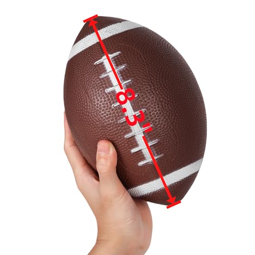 6 Pack 8.3" Inflatable Footballs with Pump and Kicking Tee,Rubber Junior Soft Small Toddler and Mini Footballs, Playground Balls for Kids - color: Brown