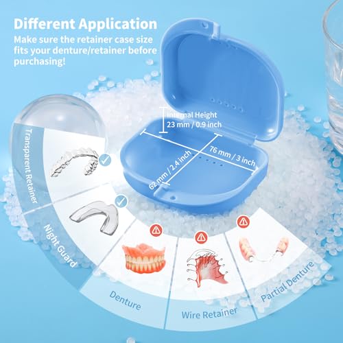 Orthodontic Retainer Case with Vent Holes, Denture Box Mouthguard Container Mouthpiece Aligner Case with Hinged Lid Snaps for Office|Travel|Household - 12 Months Warranty