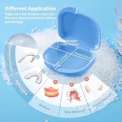 Orthodontic Retainer Case with Vent Holes, Denture Box Mouthguard Container Mouthpiece Aligner Case with Hinged Lid Snaps for Office|Travel|Household - 12 Months Warranty