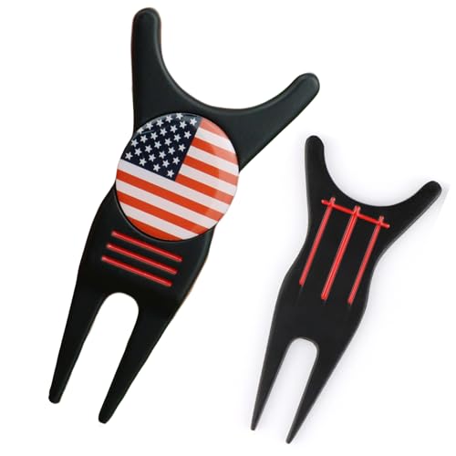 Golf Divot Repair Tool with Removable Magnetic Golf Ball Marker Alignment, Golf Divot Tool with Alignment Lines on Both Sides