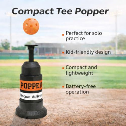 Baseball Mini Tee Popper Trainer, Portable Self Toss Hitting Tee for Solo Batting Practice, Great for Kids, Youth & Adults, Includes 1 Popper Ball