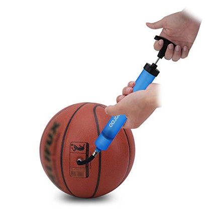 SKOLOO 10" Portable Hand Air Ball Pump Inflator Kit with Needle, Nozzle, Extension Hose for Soccer Basketball Football Volleyball Water Polo Rugby Exercise Sports Ball Balloon Swim Inflatables