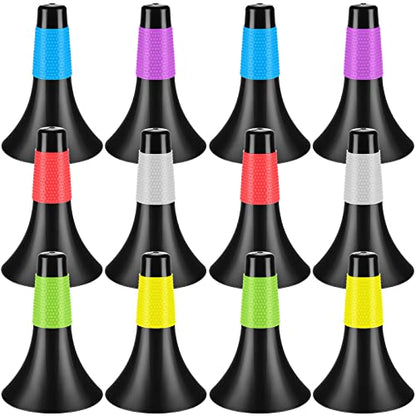 Tuanse 12 Pack Agility Training Sport Cones 9 Inch Flexible Marker Cones with Carry Bag Plastic Soccer Basketball Training Equipment for Indoor Outdoor Speed Grab Drills (Black)