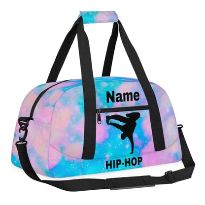 Custom Sport Duffel Bag Hip-Hop Personalized Name Sports Bag Overnight Weekender Bag Waterproof Travel Sport Gym Bags, Blue Pink Glitter - color: Blue Pink, style: Hip-hop