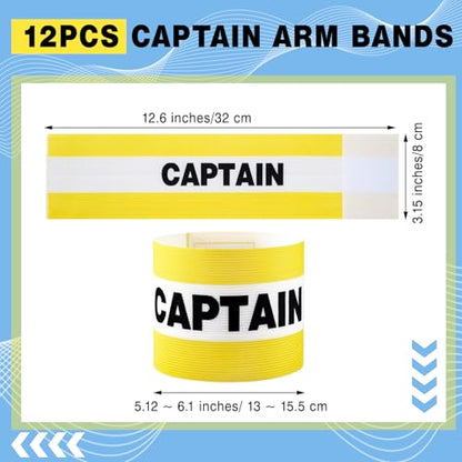 VioraWhite 12pcs Captain Arm Bands for Soccer Captain Armband Adjustable Unisex Elastic for Team Training - color: Yellow