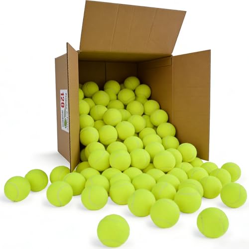 INSUM Bulk Tennis Balls for Beginner – 20/30/60/120 Pack High Elasticity Practice Tennis Balls with Mesh Bags, Portable for Pet Dog Outdoor Playing, Training, Fetching - color: Yellow, style: 120PK