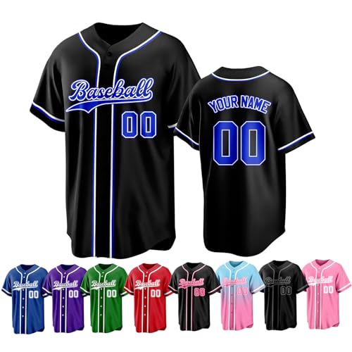 Custom Baseball Jersey Personalized Stitched Family Team Name Number Shirts Uniforms for Women Men Youth Kids - color: Black-15