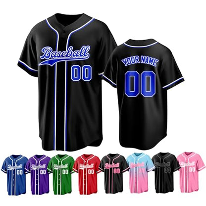Custom Baseball Jersey Personalized Stitched Family Team Name Number Shirts Uniforms for Women Men Youth Kids - color: Black-15