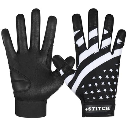 USA Flag Baseball Batting Gloves & Softball Glove American Flag Batting Gloves Youth Kids Baseball Batting Glove Youth Men Adult & Unisex - color: Black Stars & Strips, size: Youth Large