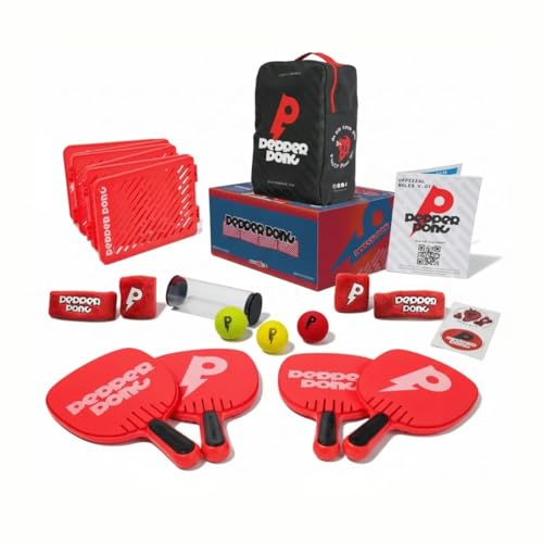 Ping Pong, Reinvented | Any Surface, Indoor or Outdoor Portable Paddle Sport| 3-Speed Foam Balls, 4 Premium Paddles, Free-Standing Net, Carry Bag: Whisper Quiet, 60-Sec Setup