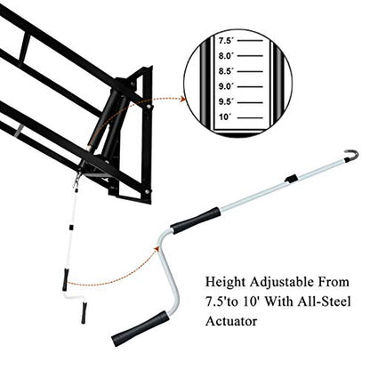 Basketball Hoop Garage Mounted Wall Adjustable-Height, with 60''x36''Tempered Glass Backboard, Pro-Style Breakaway Rim, Durable Bracket and All Weather Net - style: 72x42in Basketball Hoop Wall-Mounted