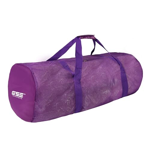 Purple Heavy-Duty Large Mesh Sports Duffle Bag, Dry Bag, Diving Equipment Scuba Bag with Zipper. Great for Gym Workout, Sport Balls Storage, Scuba Gear, Snorkeling, Water Sports and Travel - color: Purple, style: 1-pack