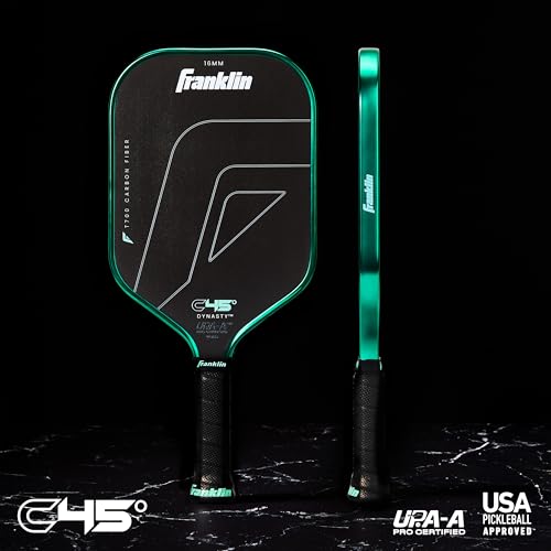 Franklin Sports PRO Pickleball Paddles – C45 Carbon Fiber Series - Official USAP + UPA Approved – Pro Player Design - color: Dynasty |Electric Mint, size: 16 mm