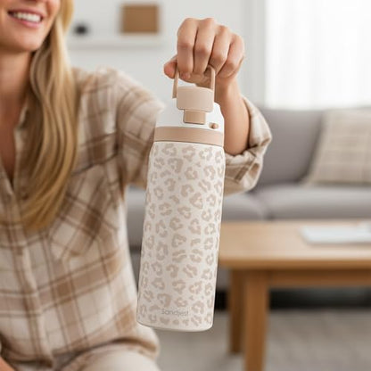 Leopard Print Insulated Stainless Steel Water Bottle with Straw for Sports and Travel, 32oz, Gifts for Women Girls Friends Teens Birthday Christmas (Beige) - color: Leopard 1