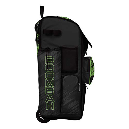 Boombah Rolling Superpack Scratch Baseball/Softball Gear Bag - 23-1/2" x 13-1/2" x 9-1/2" - Multiple Colors - Telescopic Handle and Holds 4 Bats - Wheeled Version - color: Black/Lime Green