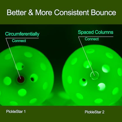 PickleStar Gen 2 Premium LED Pickleball Balls - Next-Generation Glow & Perfectly Balanced Bounce for Advanced Players, Robust and Reliable, 4 Pack with Long-Life Batteries - color: Neon Green