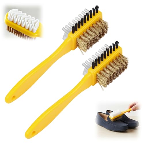 Suede Shoe Brush and Eraser,2 in 1 Scrub Suede Shoe Brush, Rubber Polish Eraser with Soft Plastic Bristles for Nubuck Cleaning (Plastic Handle/2pcs) - color: Plastic Handle/2pcs